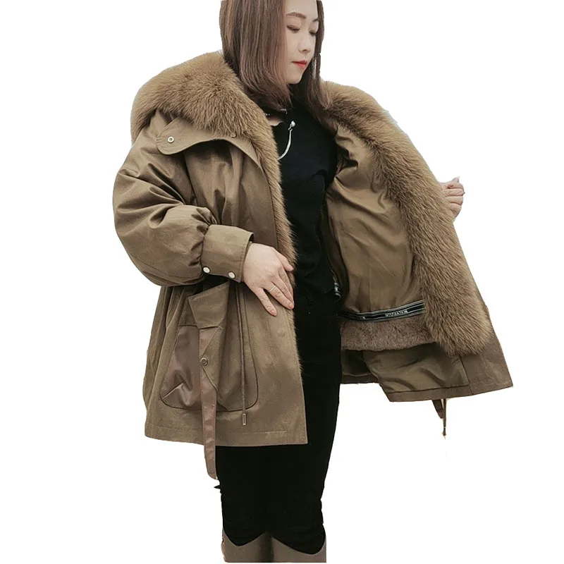 Female Overcoat 2024 New Winter Fashion High Quality Women\'s Fur Coat Removable Rex Rabbit Fur Parker Women\'s True Fur Coat Y179