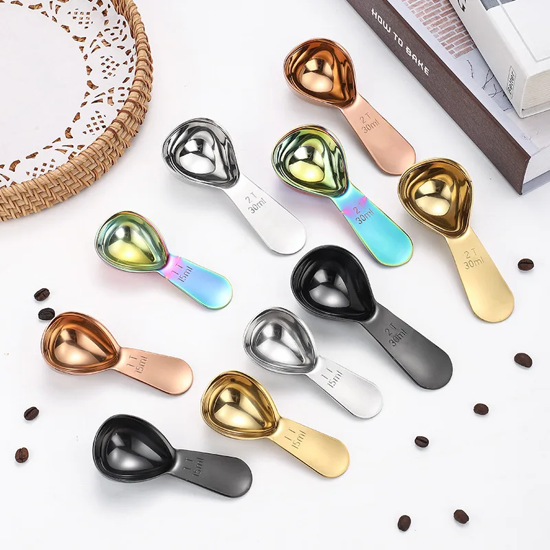 304 Stainless Steel Coffee Measuring 1 Tbsp or 2 Tbsp Scoop Food Seasoning Spoon Milk Powder Tea Mark Spoon Baking Tool