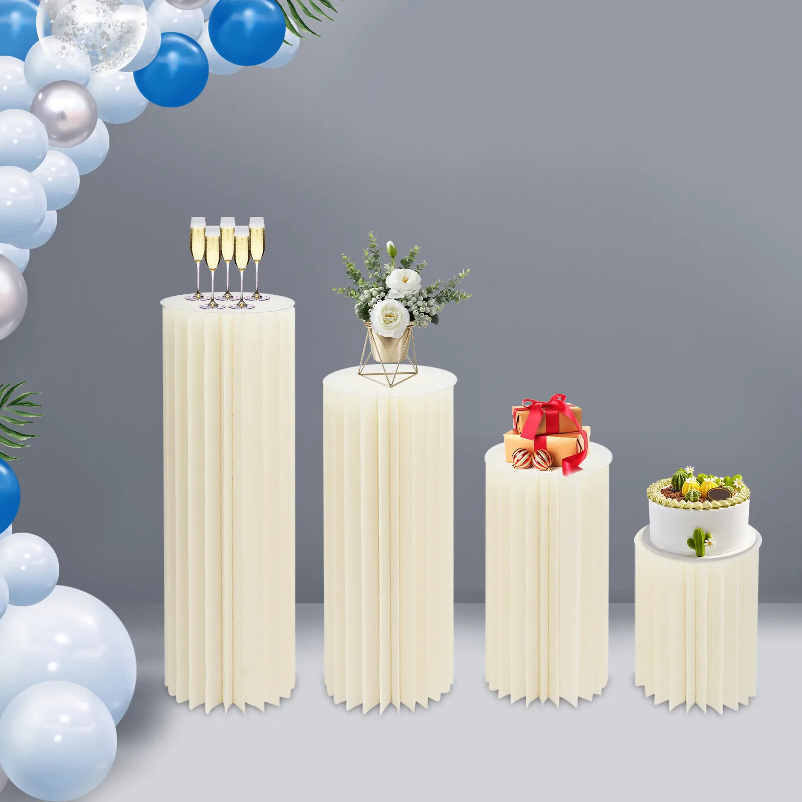 

Foldable Cardboard Centerpiece Display Stand for Wedding Decor, Cylinder Columns for Floral Arrangements, Garden Party, Birthday