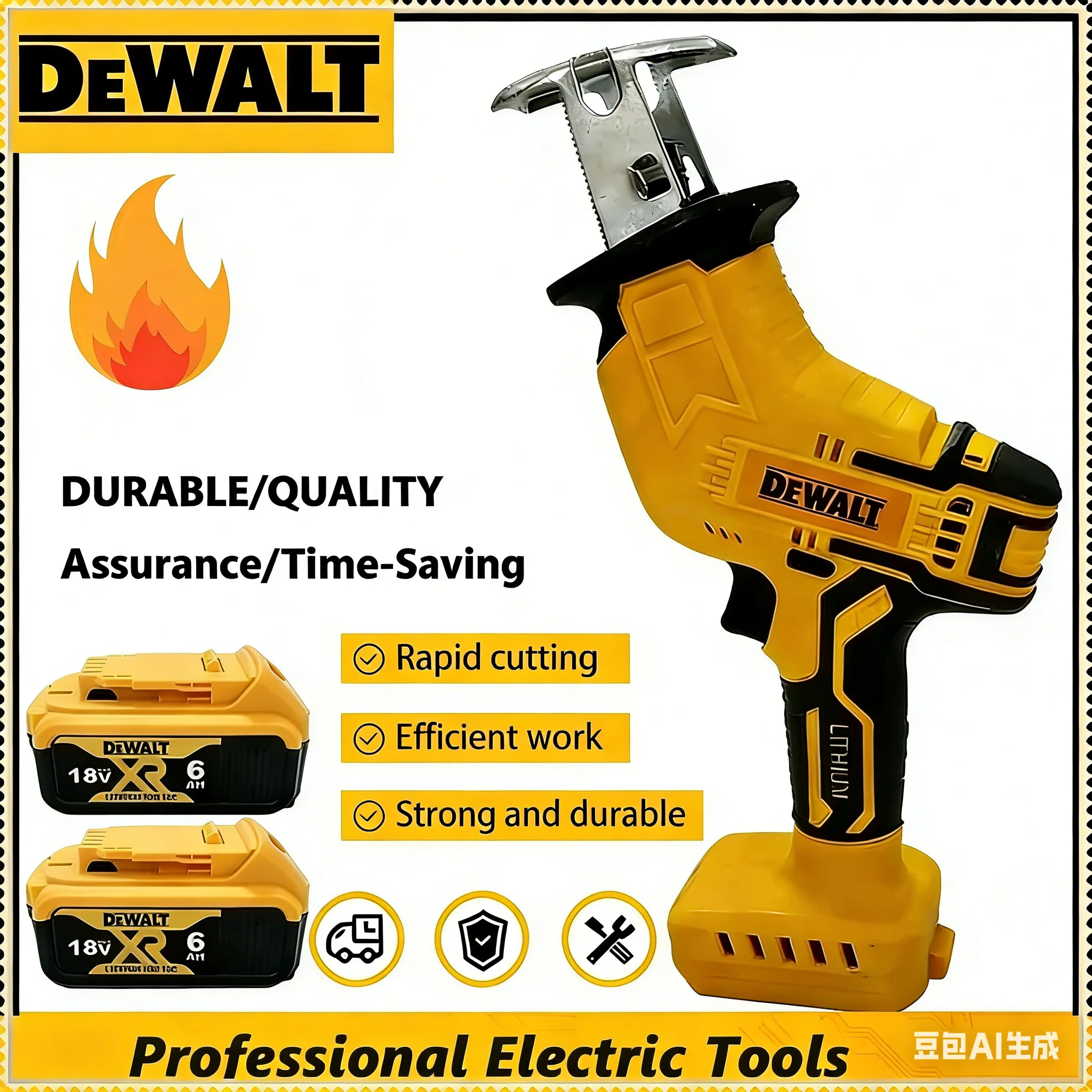 

Аккумуляторная сабельная пила Dewalt 2800 об/мин, 20В, бесщеточная, многофункциональная, для резки металла, дерева и труб, электроинструмент