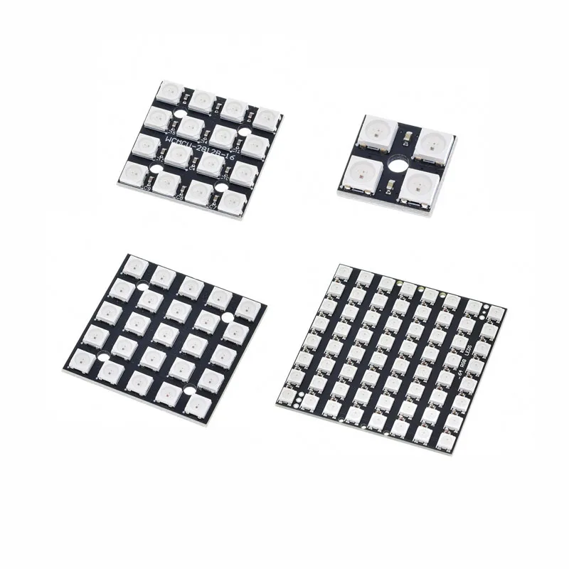 1/2~50/100Pcs 4/16/25/64 Bit WS2812 5050 RGB LED Built-In Full-Color Driving Color Light Module Square Development Board