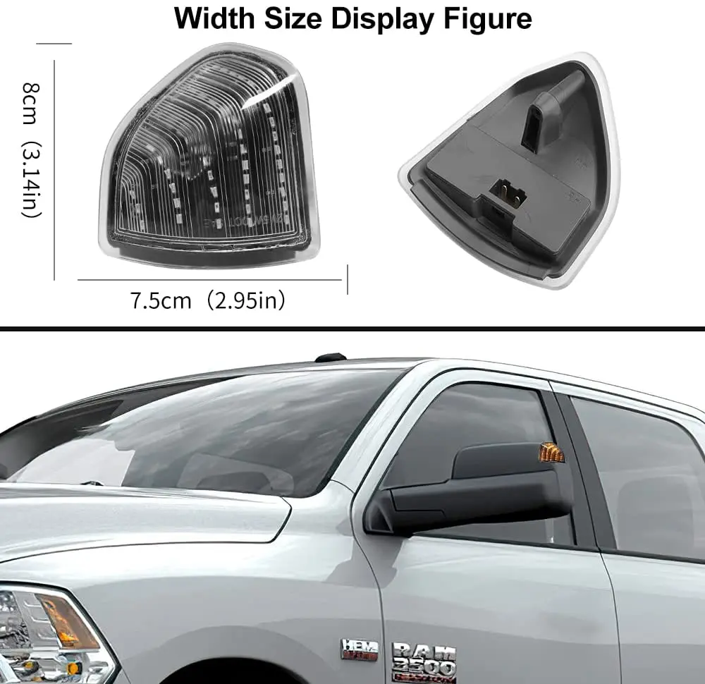 Luz de señal de giro de espejo lateral LED dinámico, lente transparente, lámparas de remolque para 2010-2018 Dodge Ram 1500 2500 3500 4500 5500, 2