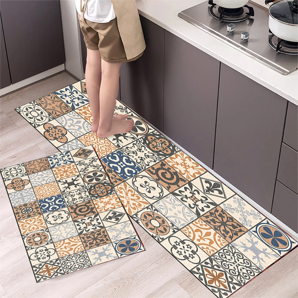 Rutschfeste Küchenmatte aus Kristallsamt, super saugfähige Fußmatten für die Küche, lange Teppiche, Badezimmer-Eingangstürmatte, Schlafzimmer, lange Teppiche – Detail 25