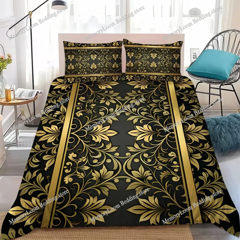 

Luxury Black Gold Purple Duvet Cover Set Home Style Bedding Soft Laundry Cotton Bed Student Dormitory Gift Home Textileextile963