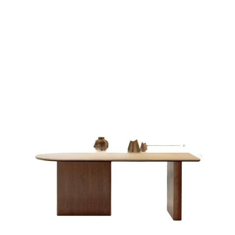 dining table household small apartment light luxury cream semicircular peninsula dining table living room