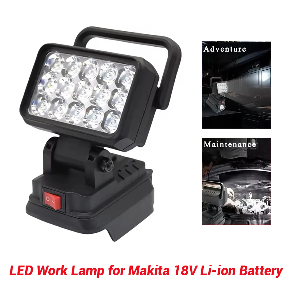 

15 бусин светодиодная рабочая лампа фонарик прожектор светодиодный рабочий свет для Makita 18 В литий-ионный аккумулятор аварийный светильник