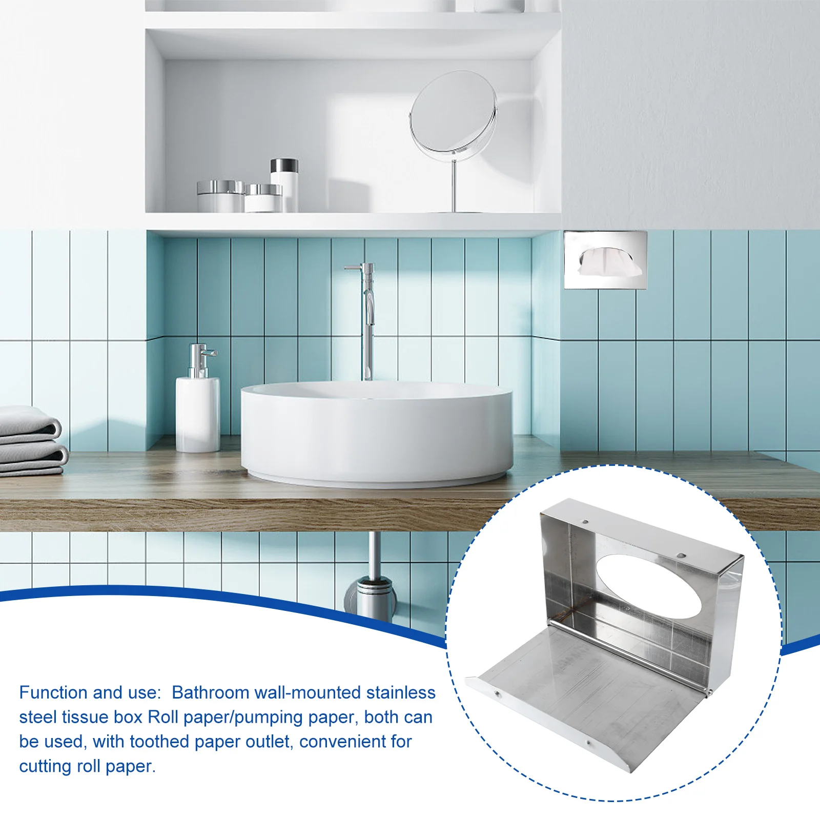 

Mirror Finish Tissue Paper Holder Stainless Steel Wall Mount Napkin Storage Box For Kitchen Bathroom Multi-Purpose Tissue Holder