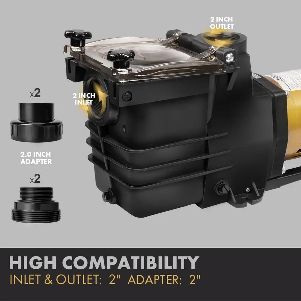 Bomba de piscina de doble velocidad de alto flujo y 2 con 230 V para piscinas elevadas o empotradas