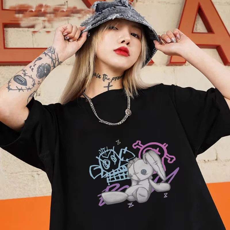 Tshirt Jinx Arcane Monkey T Shirt Anime Tees Women Men Unisex Grunge Aesthetic Short Sleeve Cotton Print Streetwear T-shirt