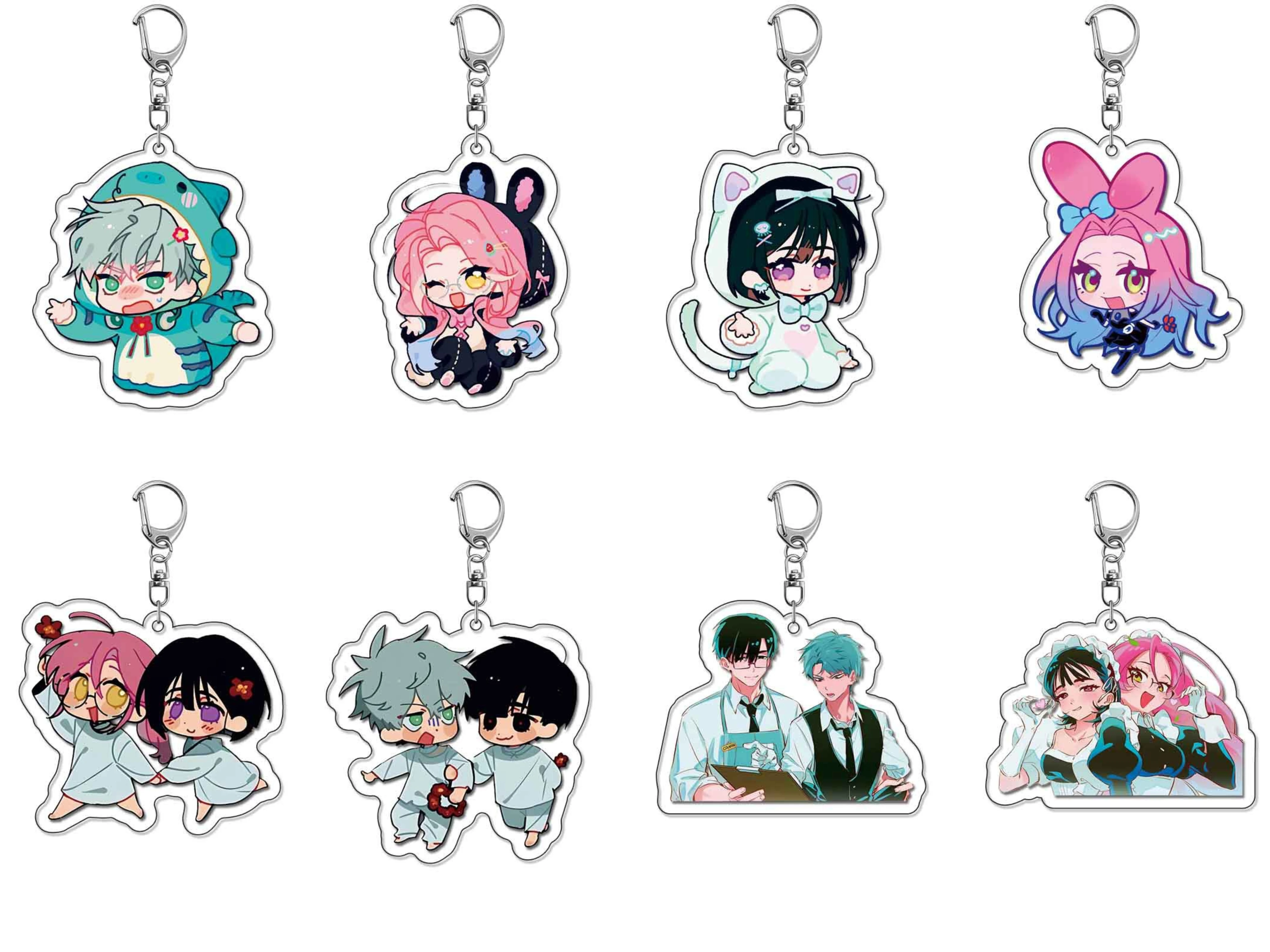

5CM Kawaii Alien Stage Anime Keychain Novelty Accessory Double Sided Acrylic Keychain Creative Ornament Keychain cute Design