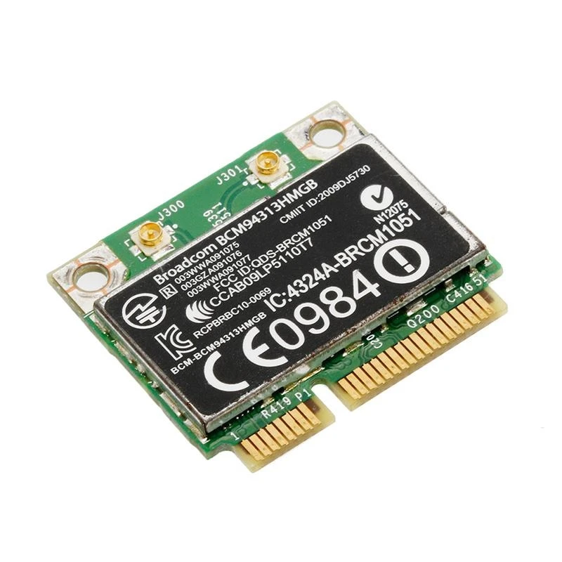 2025 meio mini cartão wifi bluetooth pci-e 802.11n bcm94313hmgb 600370-001 para dell para hp