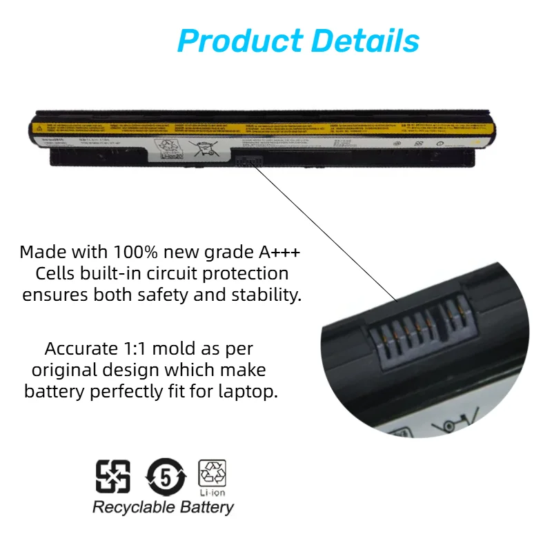 L12S4E01 For Lenovo G40 G50 Z40 Z50 G400S G500S G510S G410S G405S G505S S410P S510P Laptop Battery L12M4E01 L12L4E01