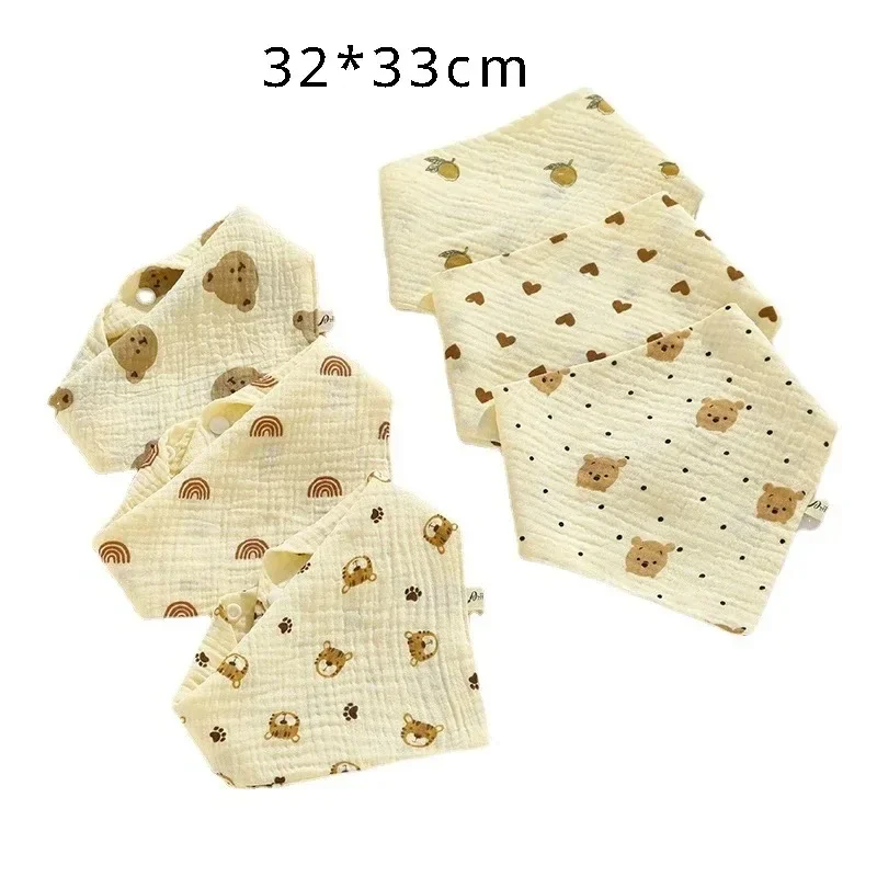 Baby Bibs Muslin Cotton Stuff Newborn Solid Color Snap Button Soft Saliva Towel Burp Cloth Feeding Drool Bibs Doudou Burp Cloth