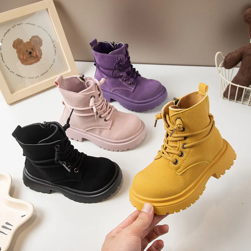 

2026Fashion Boy Girl Short Boots Non-Slip British Style Boots Children's Side Zipper Design Single Boots Leather Boots Anti-skid