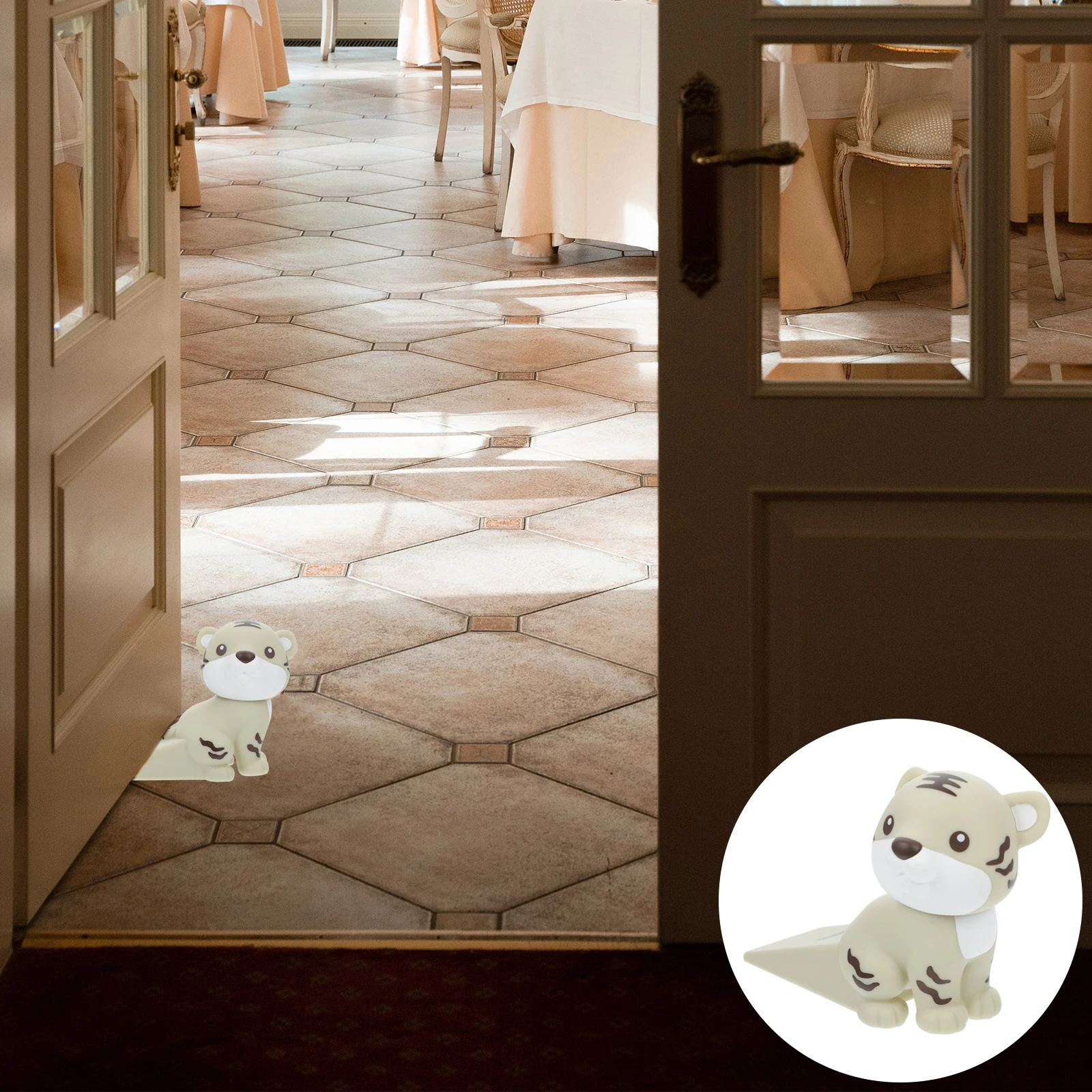 

Tiger Door Stopper Cartoon PVC Plastic Wedge Flexible Punch Free Anti Slip Holder Bedroom Bathroom Kids Room Entrance