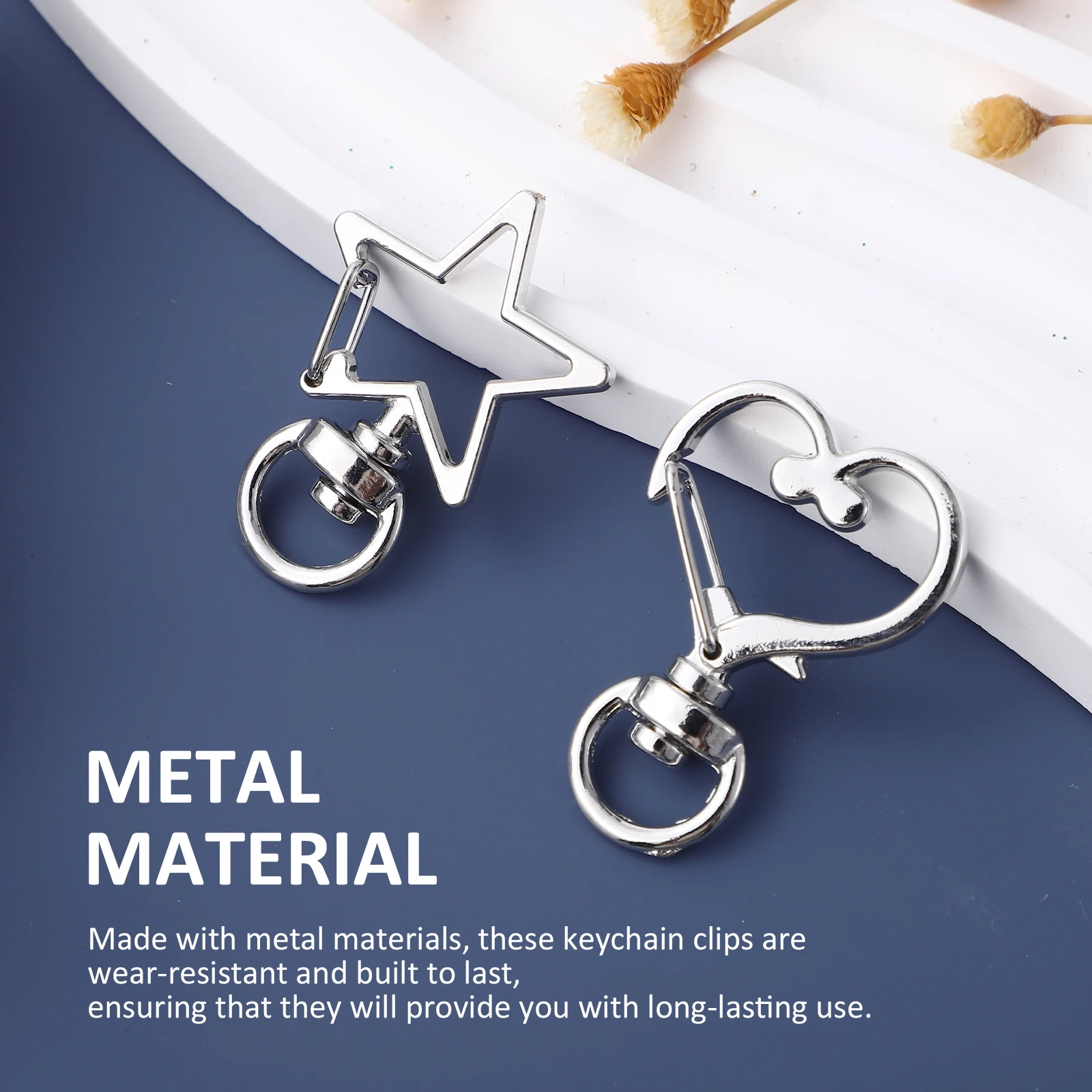

20 pcs Silver Metal Lobster Clasps Heart Star Keychain Clips Jewelry Closures Wear Resistant Lightweight Compact