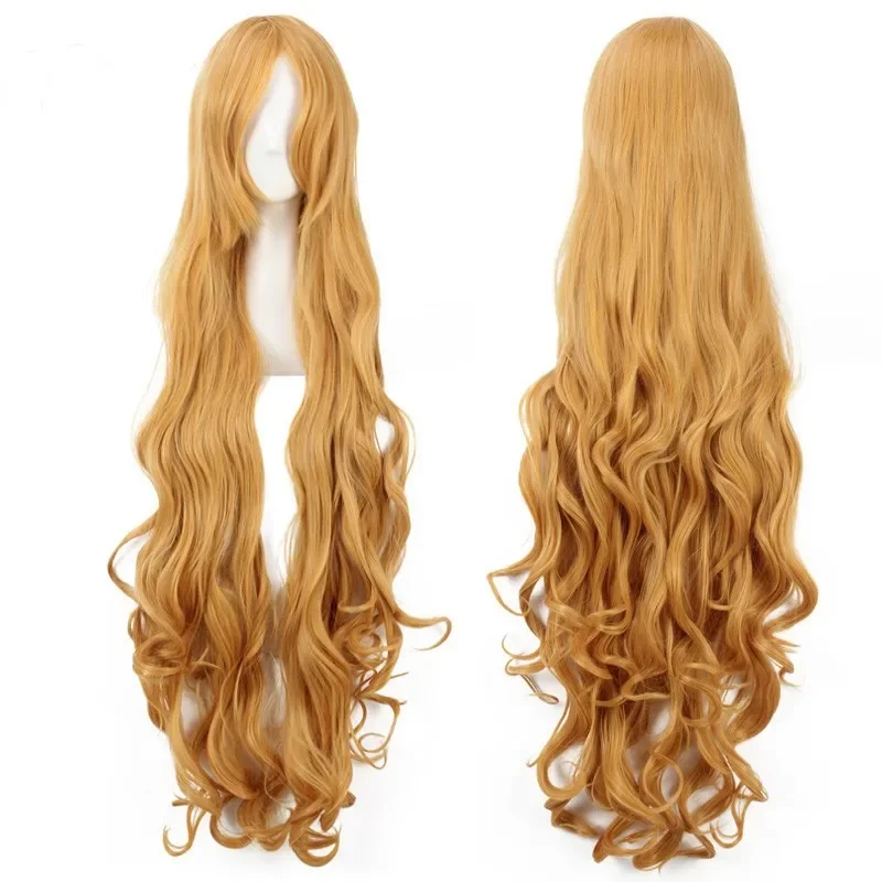 Toradora! Aisaka Taiga 100cm Long Curly Wavy Golden Brown Heat Resistant Hair Cosplay Costume Wig   Free Wig Cap