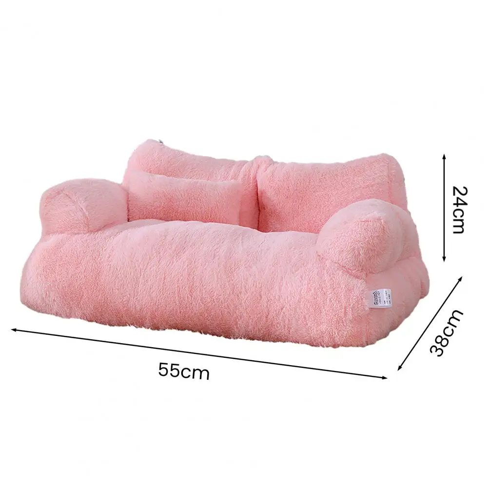 Sofá-cama rosa para animais de estimação, cama macia e confortável para animais de estimação com capa removível e lavável, almofada antiderrapante para dormir em gato, sofá de pelúcia fofo