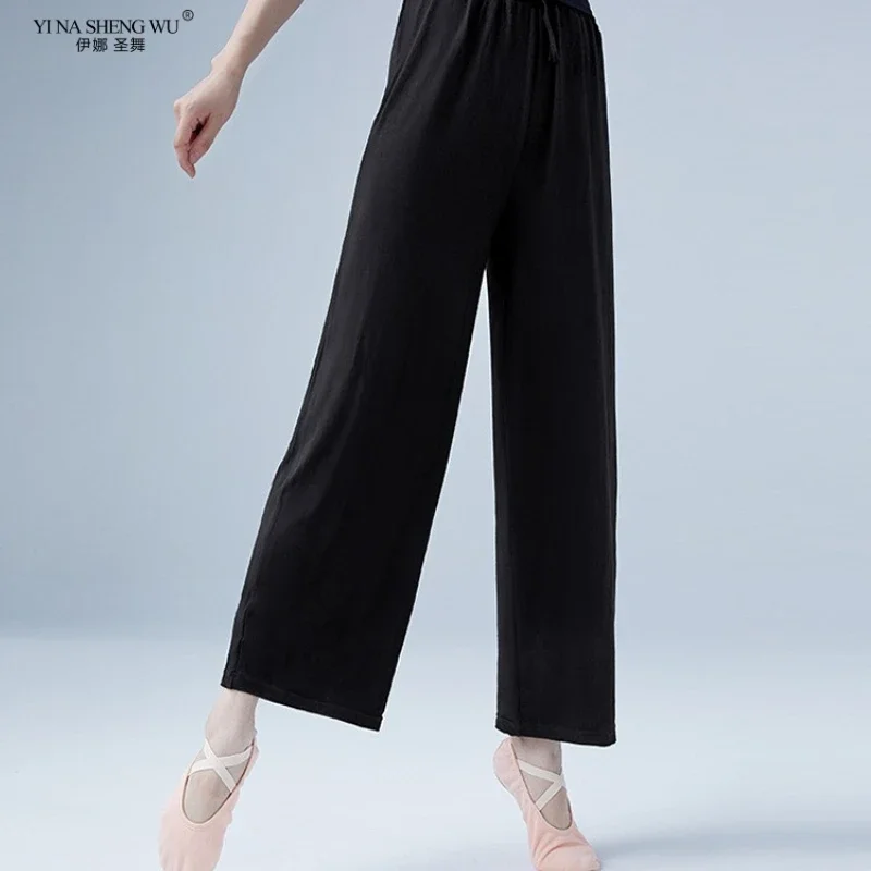النساء الرقص السراويل فضفاضة الباليه الرقص ممارسة زي واسعة الساق مرونة عالية الخصر الكبار فتاة الحديثة الباليه الرقص السراويل