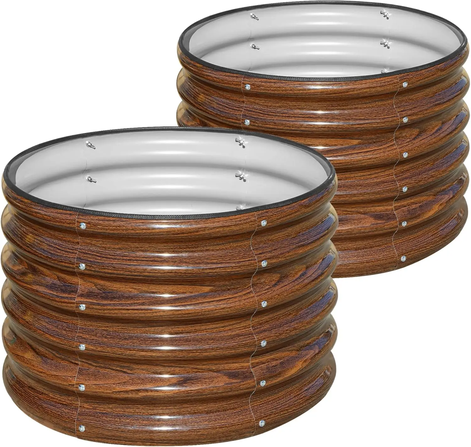 Raised Garden Bed & Planter Box, Galvanized Metal, 17", Brown,  2 PCS 221.5ft Round Design
