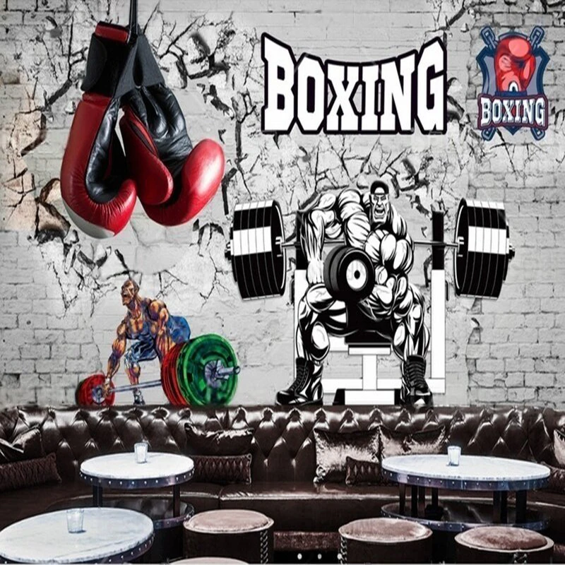 

Nostalgic and retro sports and fitness club TV luxurious home decoration bedroom background wall