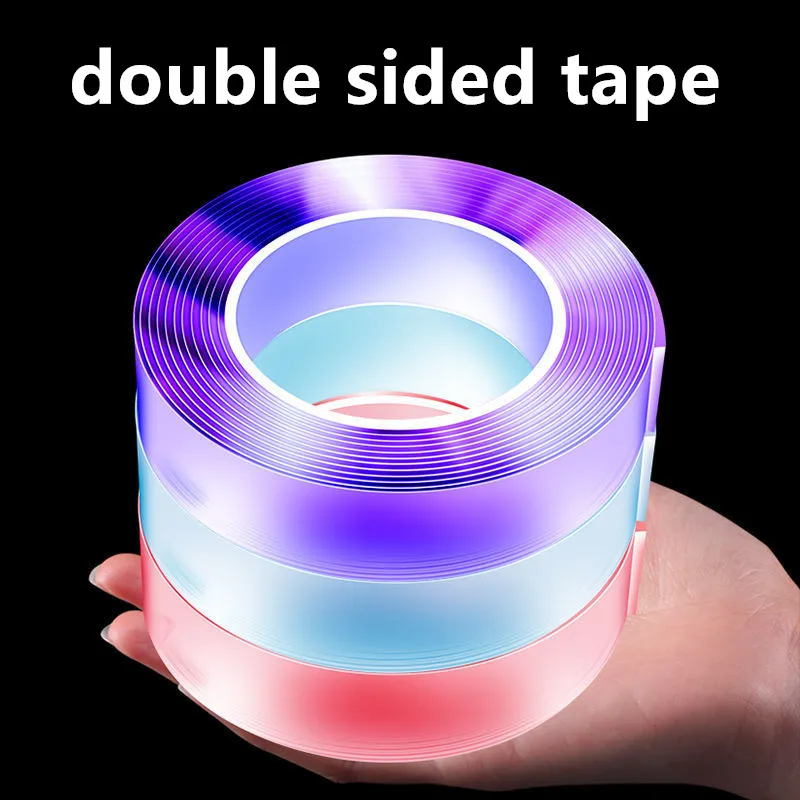 

1M/3M/5M 1mm Nano Tape Double Sided Tape Transparent No Trace Reusable Waterproof Adhesive Tape Cleanable Home Gekkotape