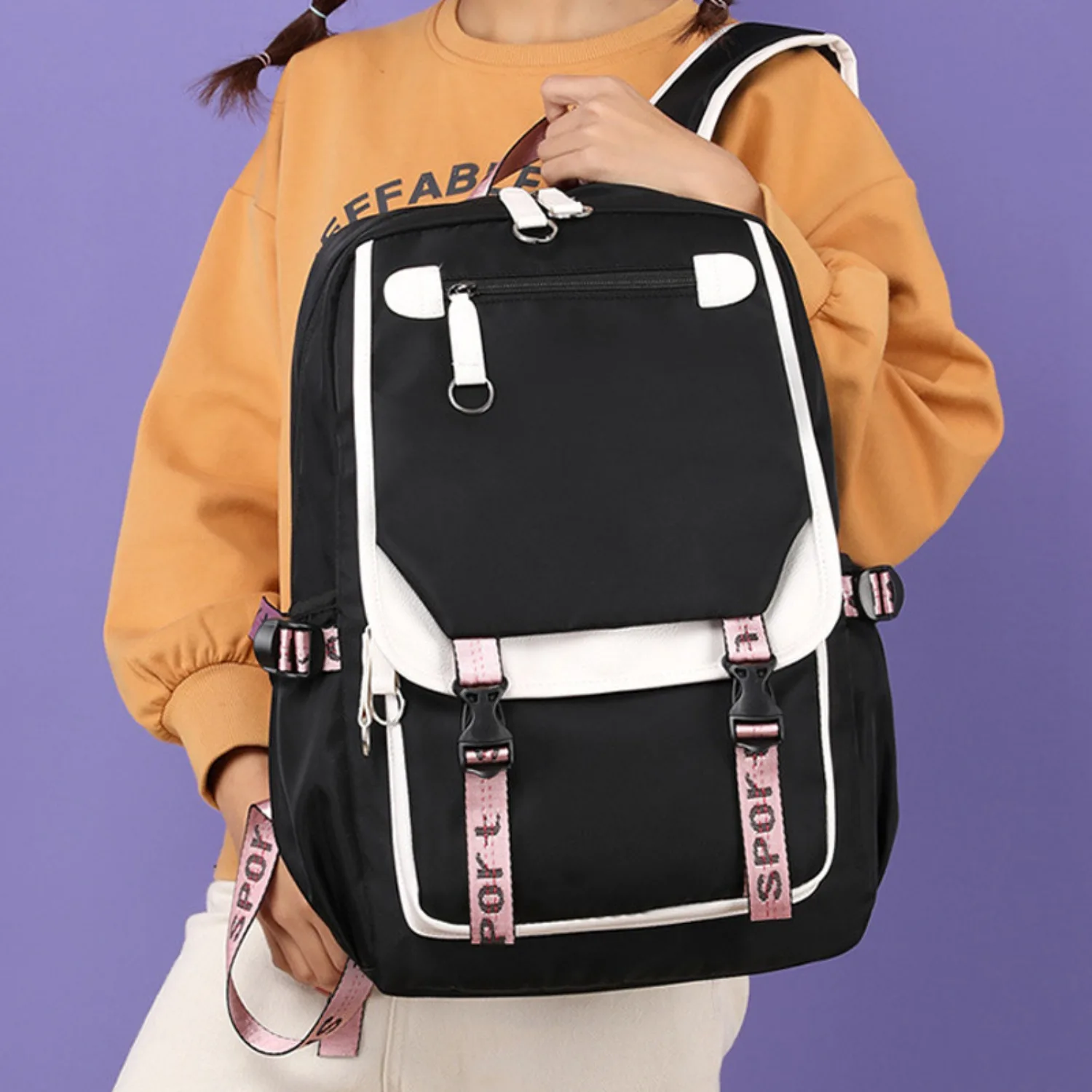 2024 New Casual Men and Women Shoulders Backpack College Wind Pattern Travel Middle School High School Shoulder Bag backpack image 2