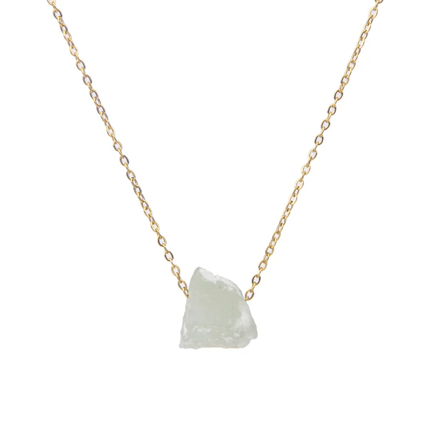 Crystal natural stone irregular raw stone pendant fashion color preservation necklace