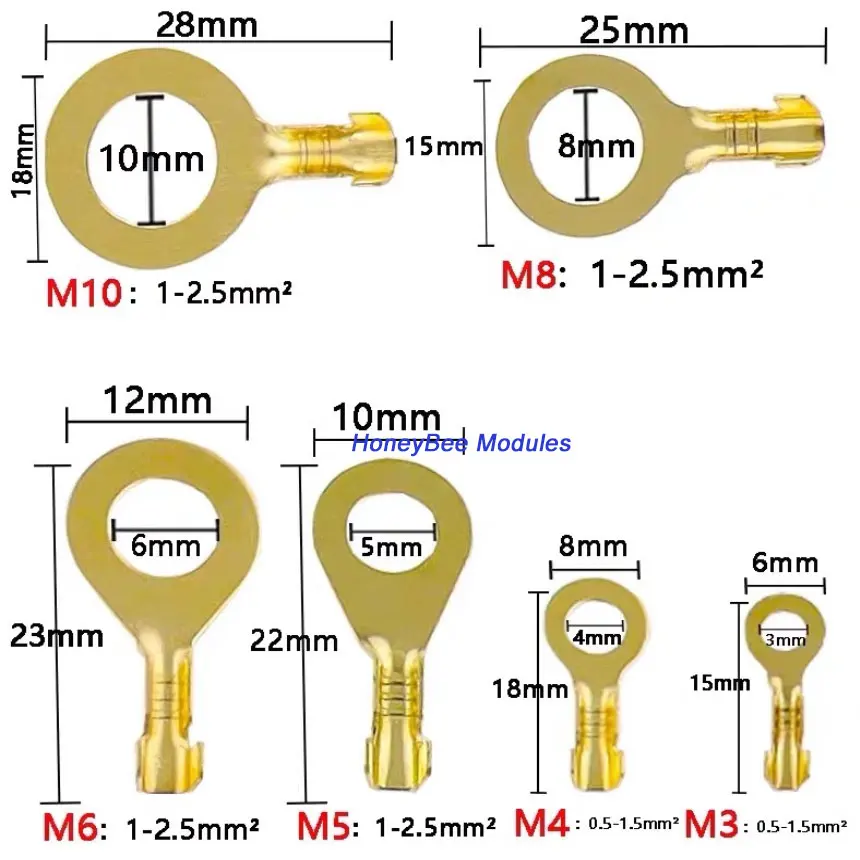 150PCS Pure copper O-ring lugs Ring terminals Round bare terminals Open copper terminals Wiring loom