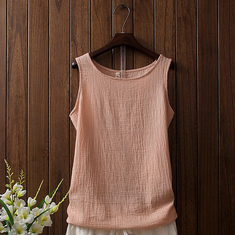 Cotton Linen Tank Tops Women Summer Clothing 2023 New Solid Casual Sleeveless Shirts Female Vintage Vest Top Soft Confort Blusas