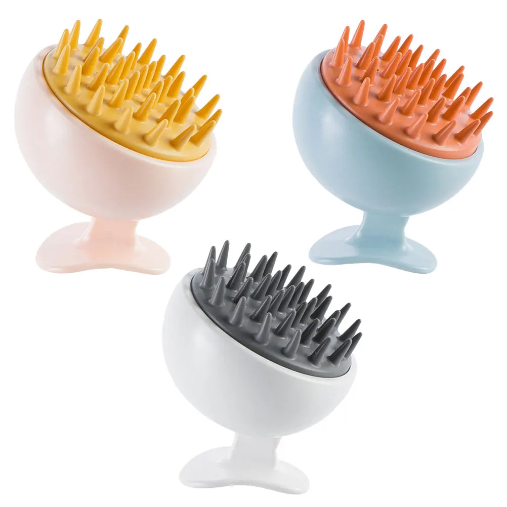 

3 Pcs Silicone Shampoo Comb Hair Exfoliate ruff Abs Comfortable Design Shower Scalp Massager Small Shampoo Brush Deep