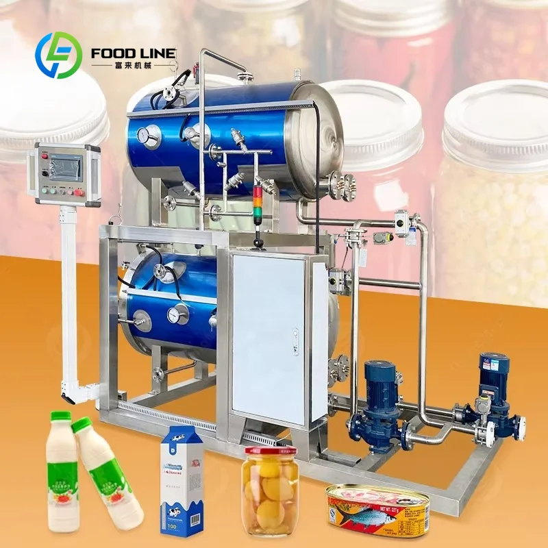 Custom Made  High Pressure Canned Food Meat Autoclave Sterilize Machine Steam Water Spray Pilot Retort