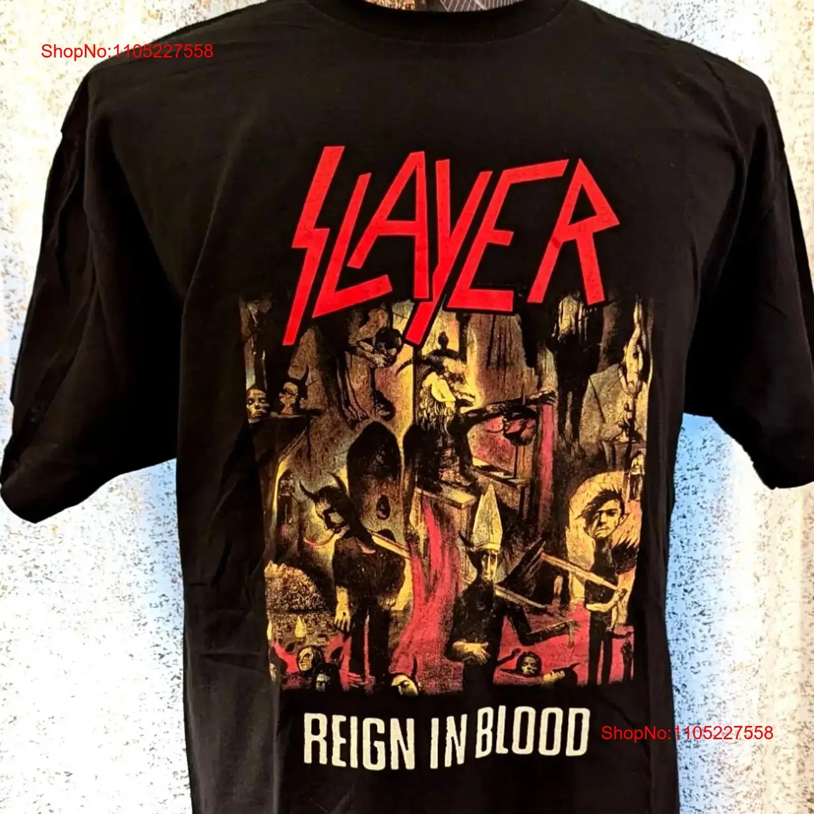 

OFFICIALLY LICENSED SLAYER REIGN IN BLOOD BAND T SHIRT vintage Washed Slightly streetwear Top For Everyday Wear Stylish