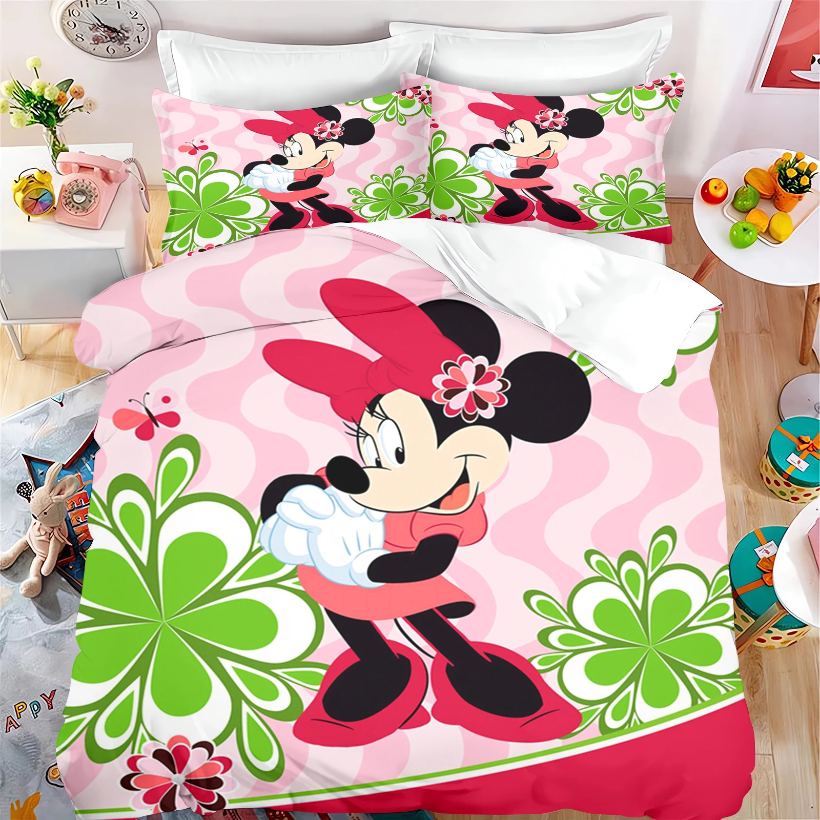 

Disney Mickey Mouse Cartoon Duvet Cover Anime Printing Cute Children's Bedroom Set ​Polyester Adult Gift 2/3pcs Bedding