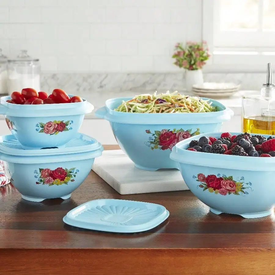 

Teal Nesting Bowls Set of 8 - Space-Saving & Multi-Size for Prep and Display, Perfect Housewarming Gift