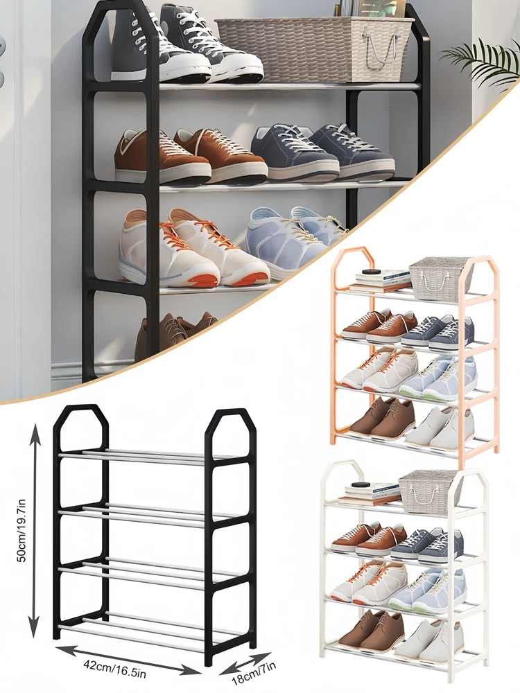 

4 Tiers Shoe Rack Practical Shoe Cabinet for Home Dorm Room Balcony Multifunctional Removable Assembly Storage Shelf Hanger Rack