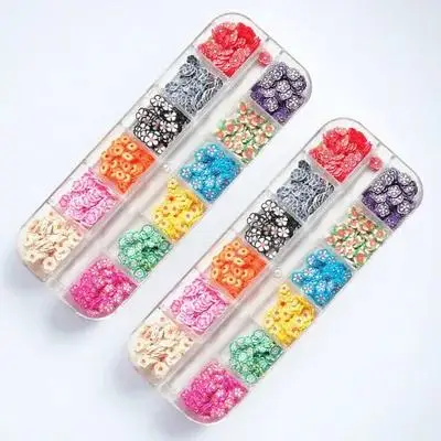 

2 Boxes Manicure Sequins Crystal Mud Polymer Clay Nail Beauty Tools Colorful Mixed Flower Styles DIY Nail Art Decoration
