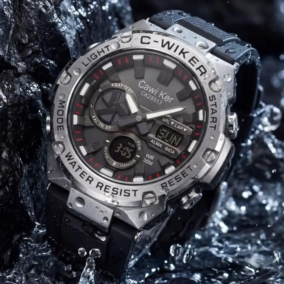 CAWIKER Windmill Rotating Automatic Timing New Watch Light Energy Steel Core Waterproof Luminous High End Edition Imported Dual