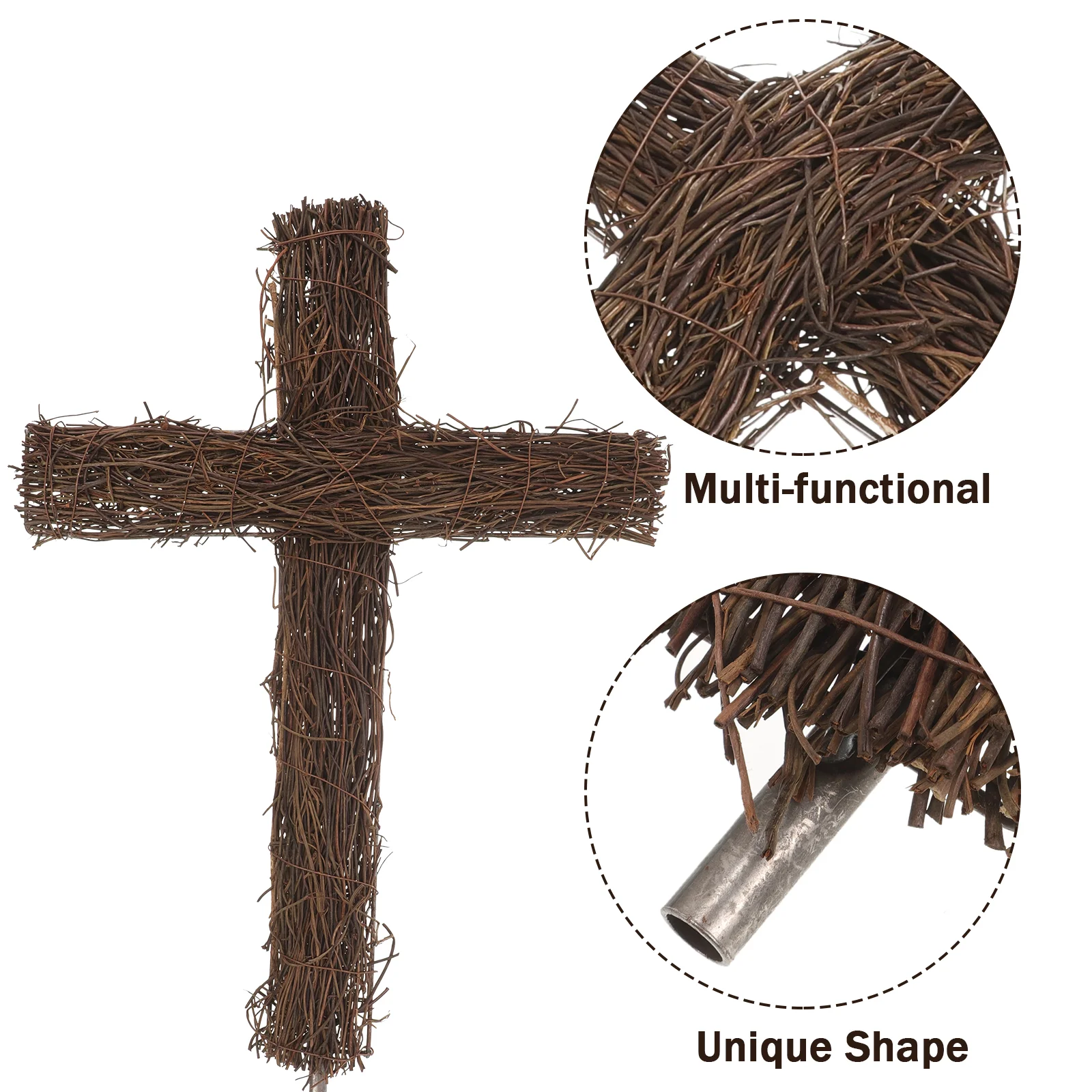 พวงหรีด Grapevine สําหรับงานฝีมืออีสเตอร์หวาย Crosses คริสต์มาสดอกไม้ตกแต่ง Garlands ทอ Stake ที่ยังไม่เสร็จ
