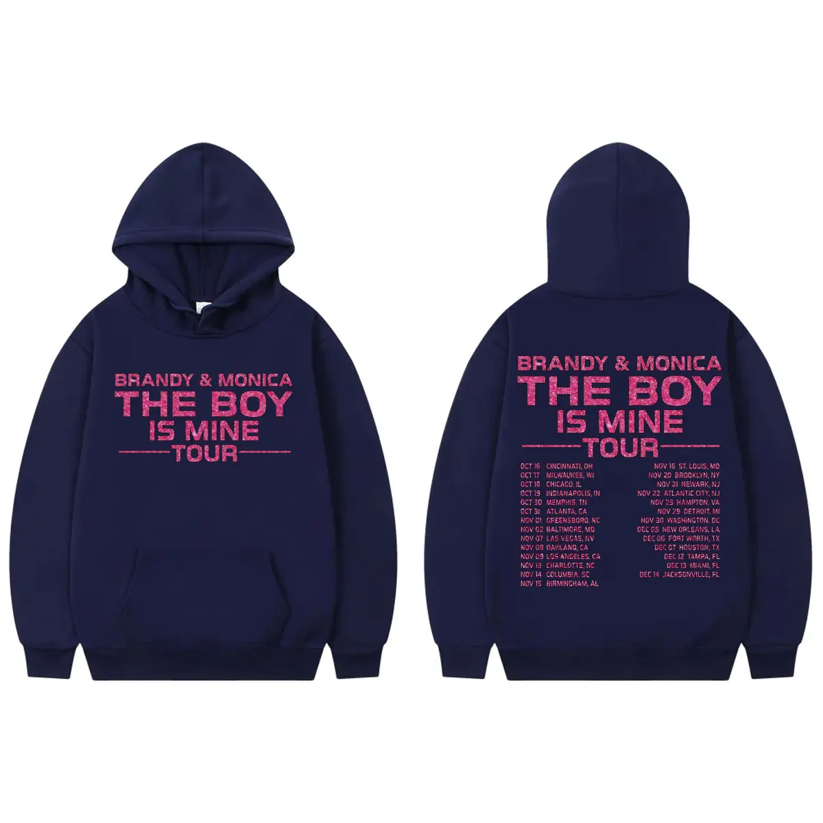 سترة بغطاء للرأس للمغني براندي آند مونيكا جرافيك The Boy Is Mine Tour 2025 بلوفرات للرجال والنساء ملابس عصرية Y2k بلوزات كبيرة الحجم