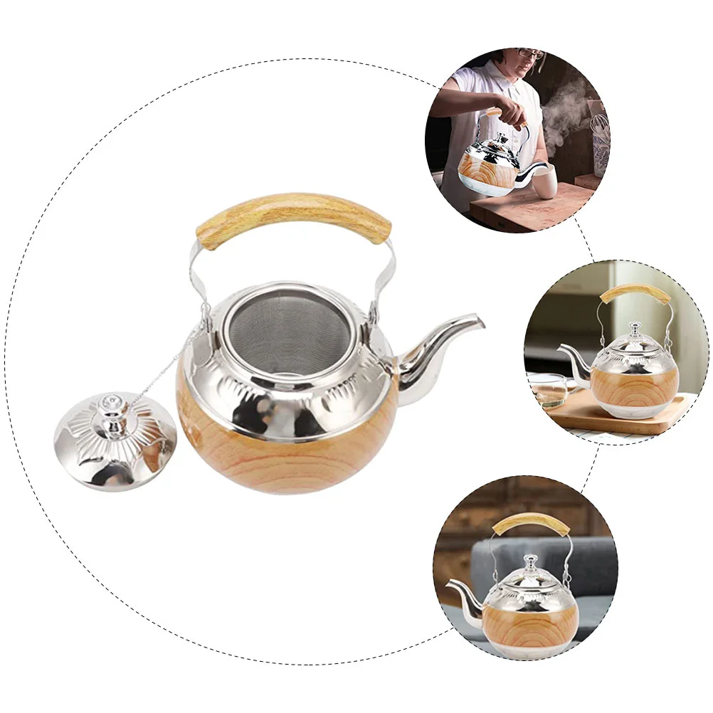 Stainless Steel Teapot Portable Induction Cook Top Office Kettle for Travel Stovetop Whistling Kettles Desktop Metal