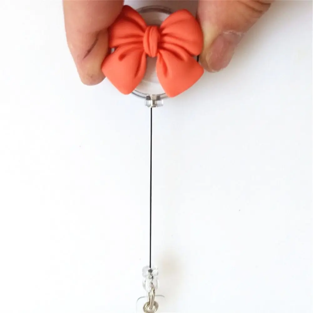 Cute Bow Flower Nurse Badge Reel 3D Flora Chest Card Retractable Badge Holder Resin Name Tag Easy Pull Buckle Hospital Use