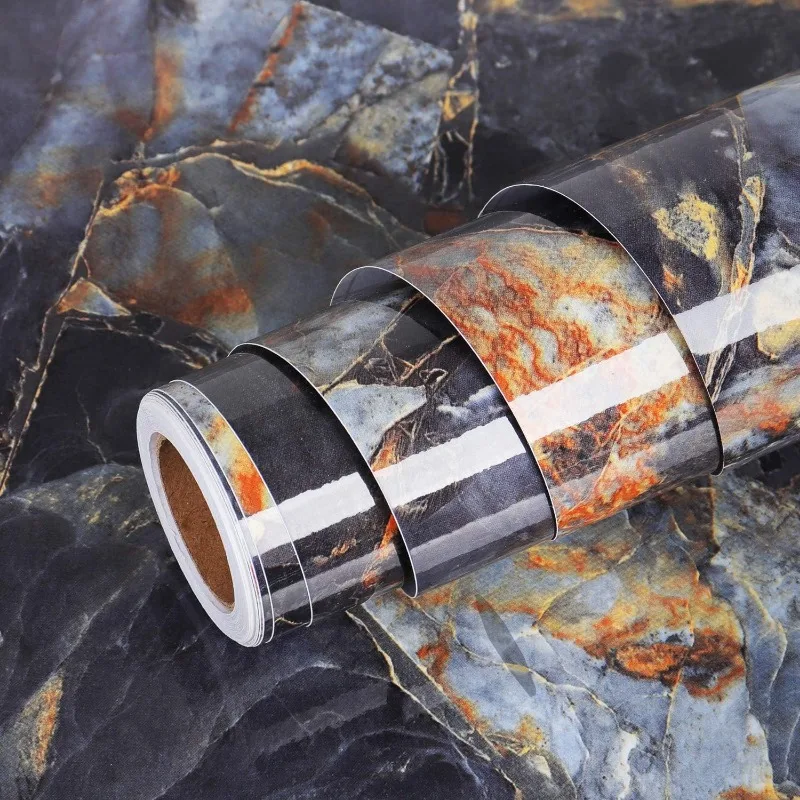 Blue Contact Paper Marble Wallpaper Peel and Stick for Kitchen PVC Counter Decor Bedroom Desk Bathroom Vinyl Adhesive Waterproof