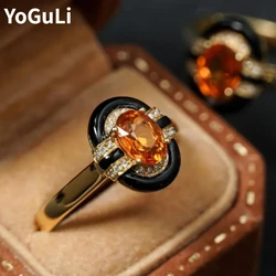 Retro Jewelry Vintage Temperament Glass Rings For Girl Women Party Wedding Gifts Delicate Accessories 2024 Trend New