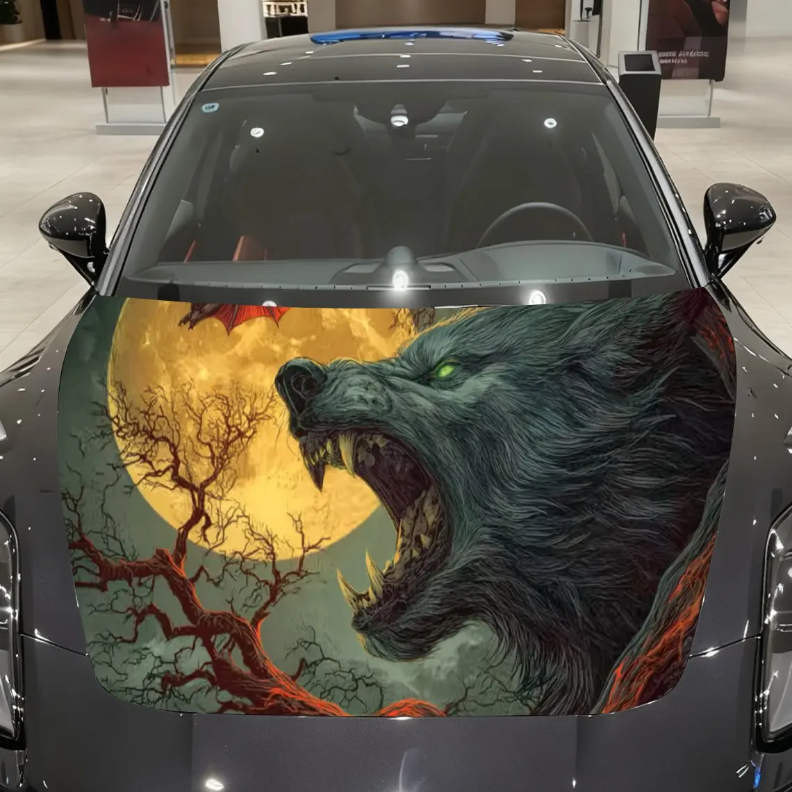 

Наклейка на упаковку на капот автомобиля Moon Wolf, материал ПВХ, самоклеящаяся водонепроницаемая, противоскользящая краска, аксессуары для наружного украшения автомобиля