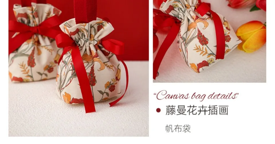 10/20/30Pcs Neue Weihnachten Süßigkeiten Taschen Tragbare Leinwand Geschenk Tasche Party Hochzeit Goodie Verpackung Box Rot handheld Geschenk Lagerung Taschen – Detail 2