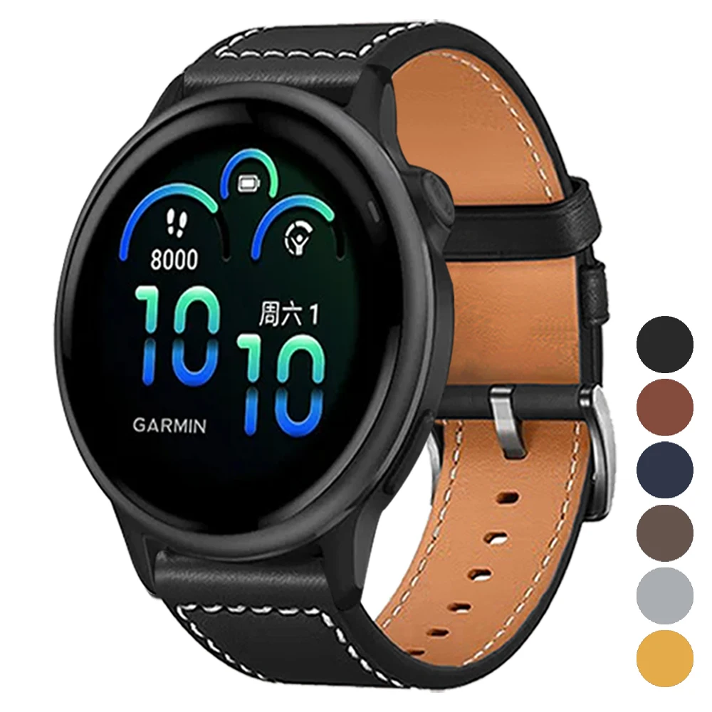 استبدال حزام الساعات ل Garmin Venu sq 2 3 Vivoactive 4 5 6 الرياضة سوار Forerunner 570 165 265 255Music 20 مللي متر/22 مللي متر حزام من الجلد
