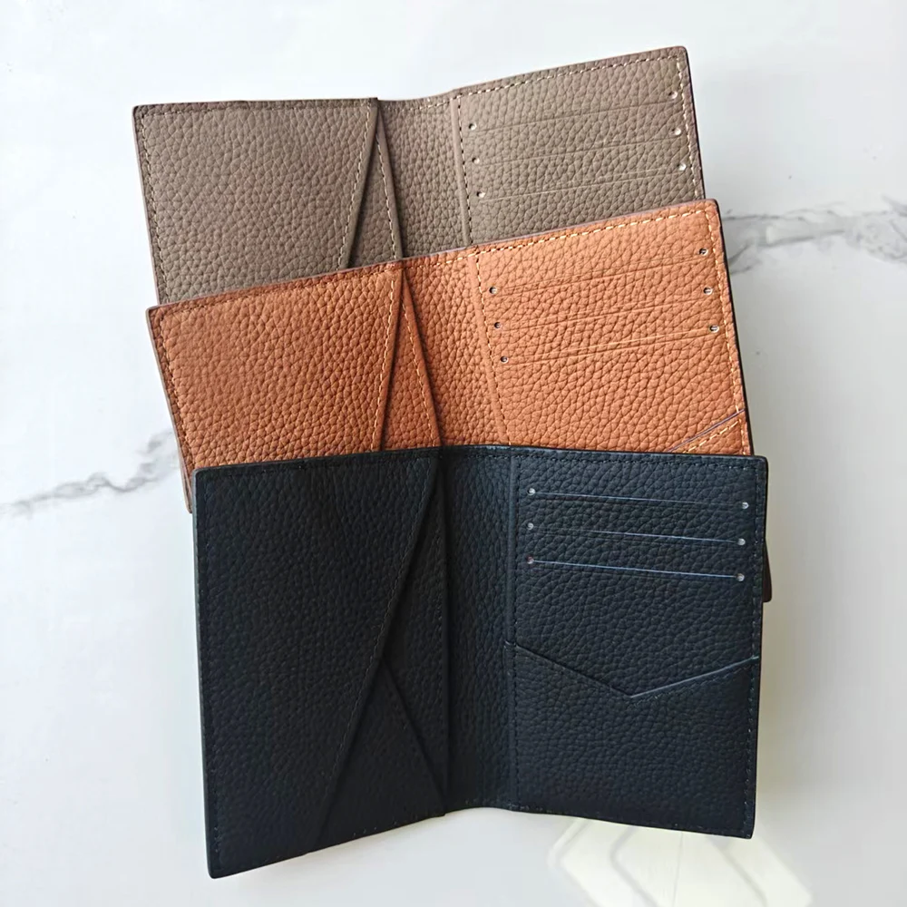 اسم مخصص فاخر الرجال Waalet جلد طبيعي تخصيص الأحرف الأولى حامل بطاقة المرأة الصغيرة مع صندوق هدية محفظة الأعمال الصغيرة
