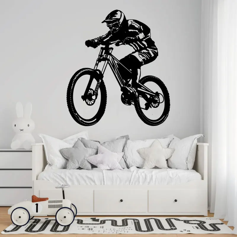 Mountain Bike Extreme Off-Road Wall Sticker Road Sports Competition Athletic Teenage Boy Room Garage Decoration Vinyl Decal Gift