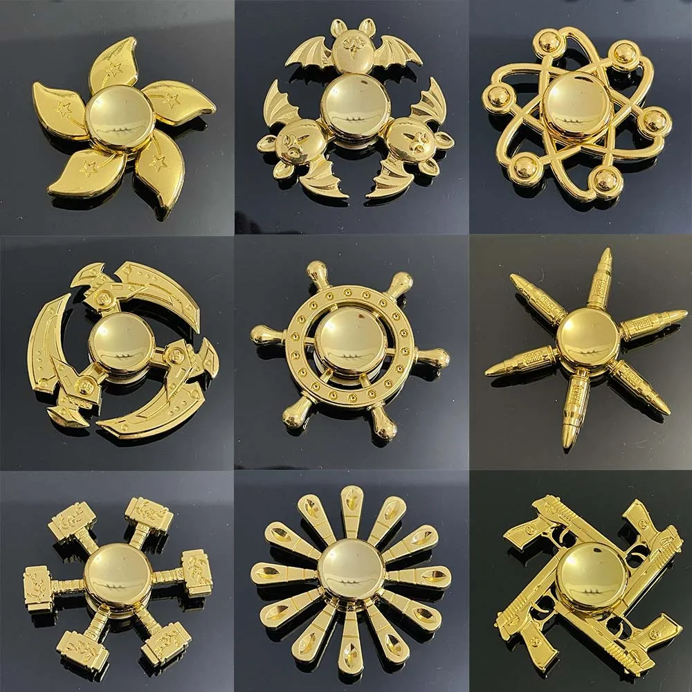 

1Pc Gold Colour Series Decompression Fingertip Gyro Creativity Hand Spinner Alloy Metal Fidget Adult Kid Stress Relief Funny Toy